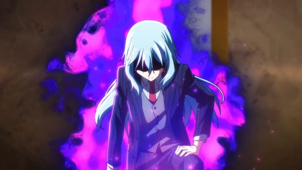 Rimuru Tempest radiating a menacing magical aura during the Western Council meeting.